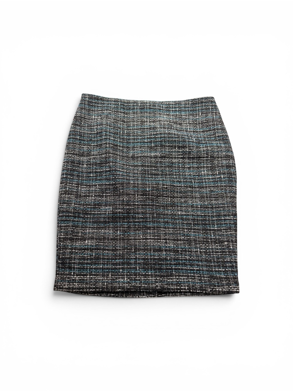NWT Ann Taylor Black Tweed Pencil Skirt with Blue Accents